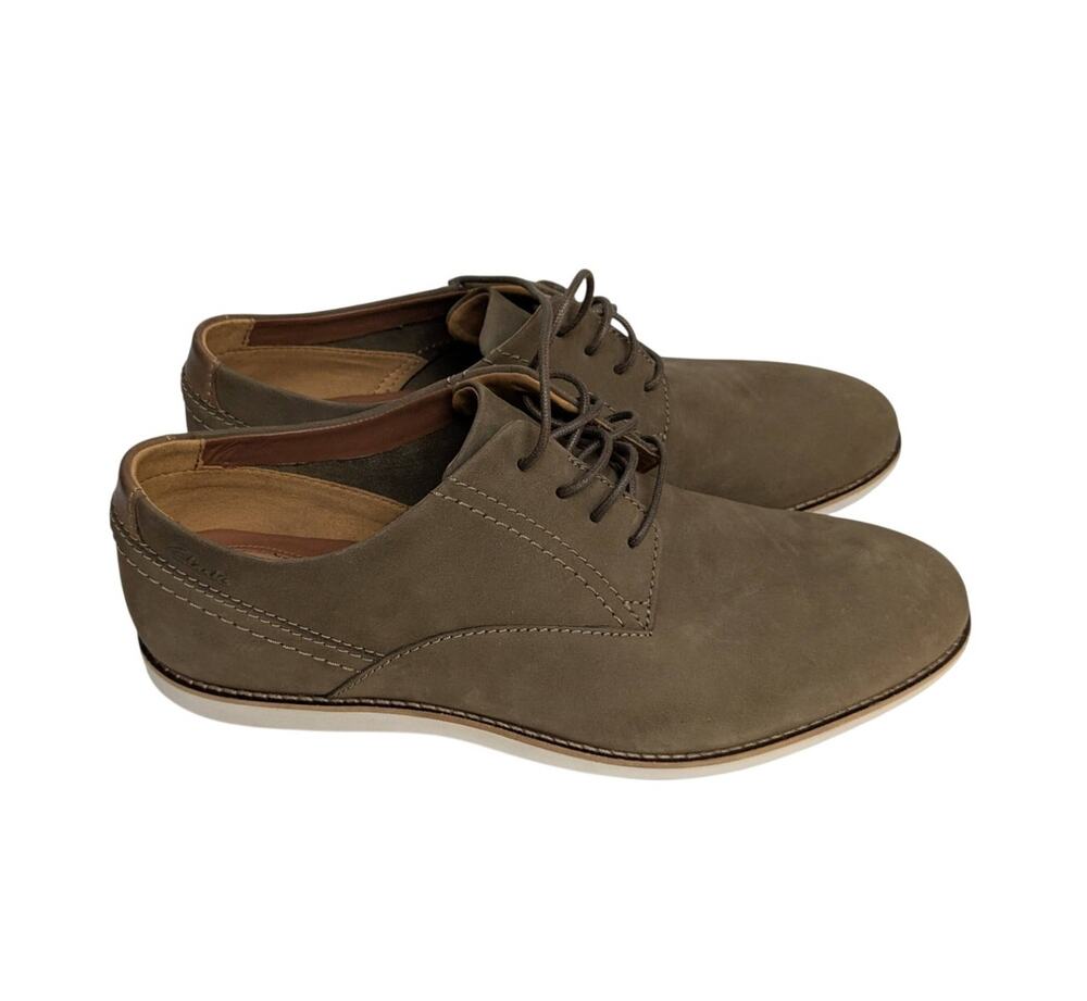 Clarks Franson Brown Suede Leather Derby Dress Shoes US Men's Size 11.5M
